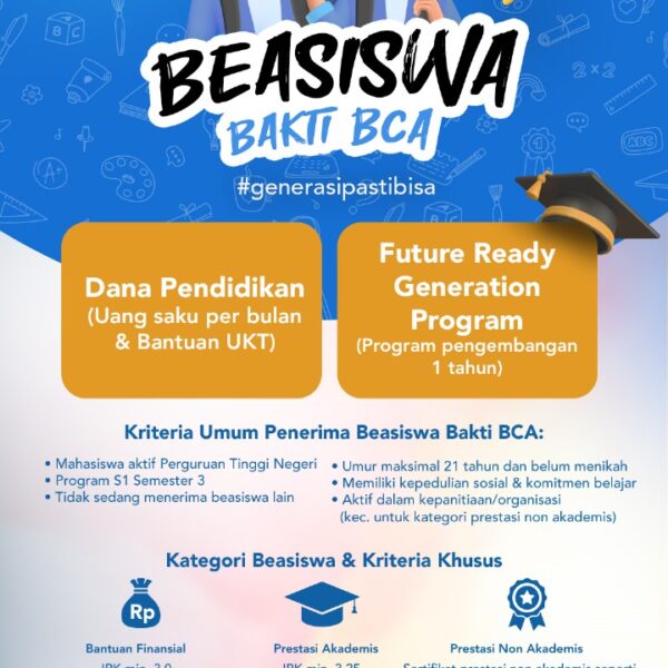 Beasiswa Bakti BCA tahun 2023