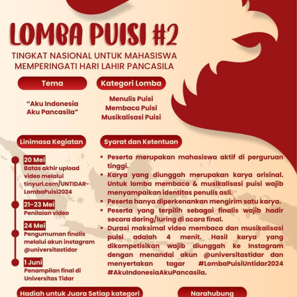 Lomba Puisi #2 Tingkat Nasional Untuk Mahasiswa  Memperingati Hari Lahir Pancasila tahun 2024