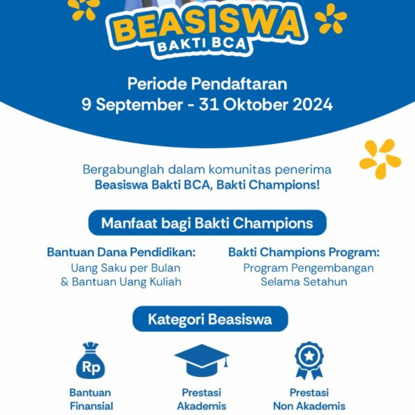 Beasiswa Bakti BCA tahun 2024