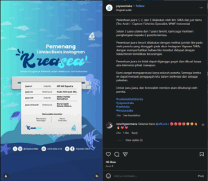Read more about the article Juara 3 Lomba Reels Instagram KreaSea tahun 2025 oleh Yayasan TAKA